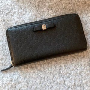 Gucci Black Wallet with Bow Accent